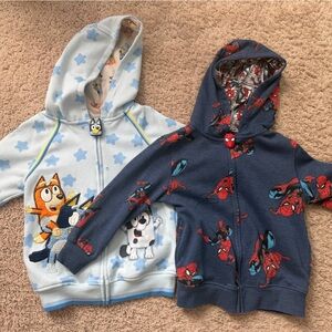 Kids' Cartoon Character Hoodies - Light Blue and Navy